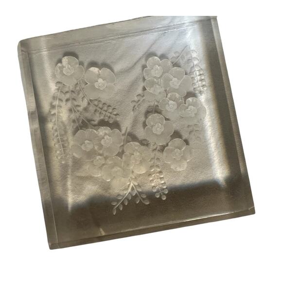 Vintage MCM Midcentury Modern Glass Lucite Flowers Book End Bookend Cottagecore - Picture 7 of 7